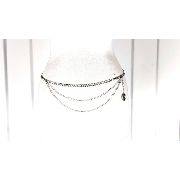 Silver layered metal chain link hip belt - Picture 2 of 4
